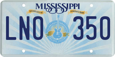 MS license plate LNO350