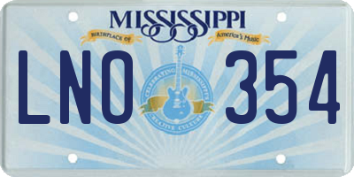MS license plate LNO354
