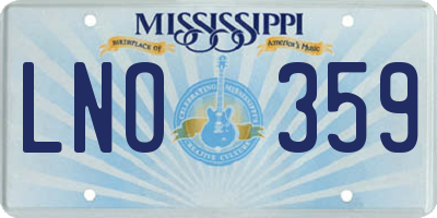 MS license plate LNO359