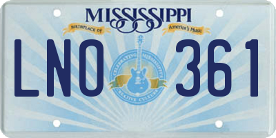 MS license plate LNO361