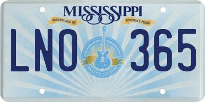 MS license plate LNO365