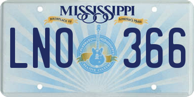 MS license plate LNO366