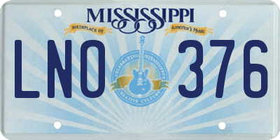 MS license plate LNO376