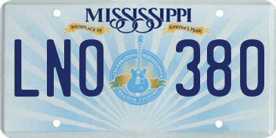 MS license plate LNO380