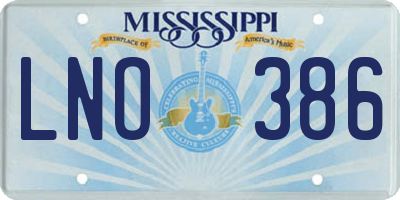 MS license plate LNO386