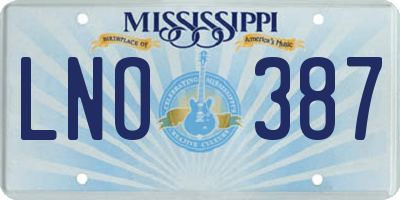 MS license plate LNO387