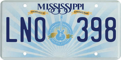 MS license plate LNO398