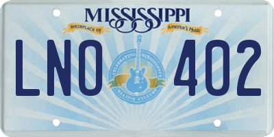 MS license plate LNO402
