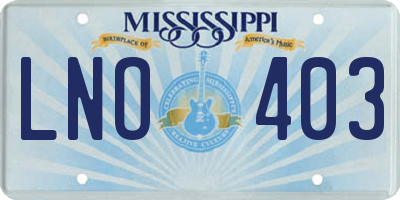 MS license plate LNO403