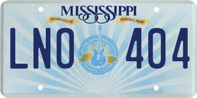 MS license plate LNO404