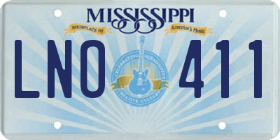 MS license plate LNO411