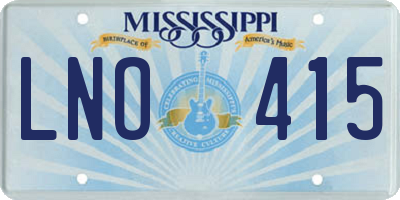 MS license plate LNO415