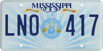 MS license plate LNO417