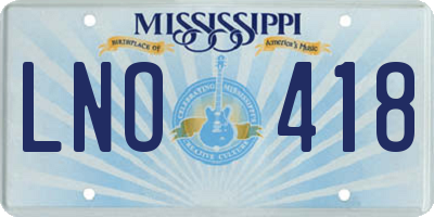 MS license plate LNO418