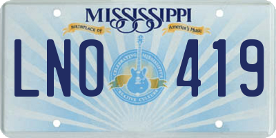 MS license plate LNO419