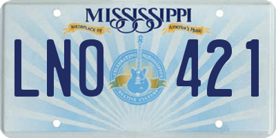 MS license plate LNO421