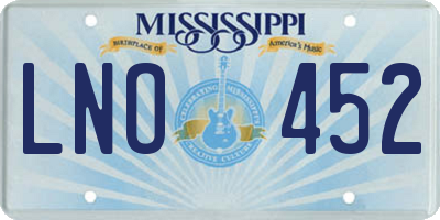 MS license plate LNO452