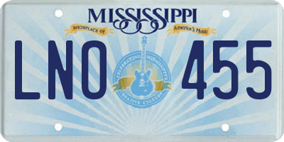 MS license plate LNO455