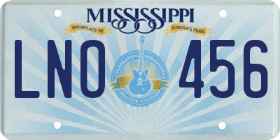MS license plate LNO456