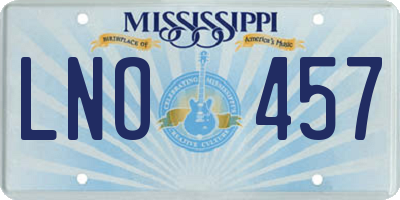 MS license plate LNO457