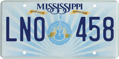 MS license plate LNO458