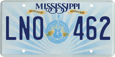 MS license plate LNO462
