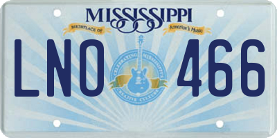MS license plate LNO466
