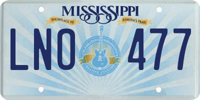 MS license plate LNO477