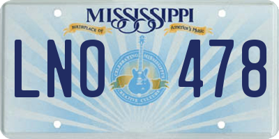 MS license plate LNO478