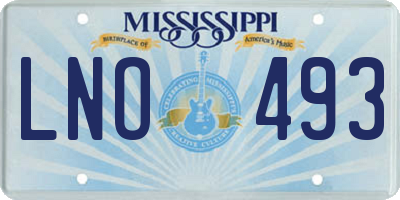 MS license plate LNO493