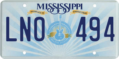 MS license plate LNO494