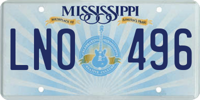 MS license plate LNO496