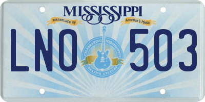 MS license plate LNO503