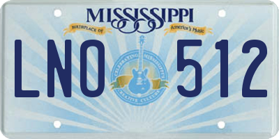 MS license plate LNO512