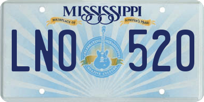 MS license plate LNO520