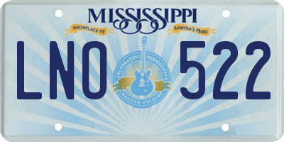 MS license plate LNO522