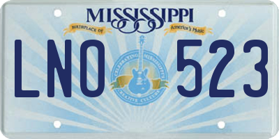 MS license plate LNO523