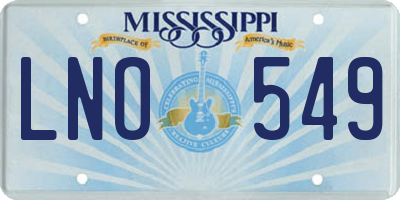 MS license plate LNO549