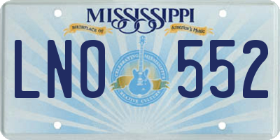 MS license plate LNO552
