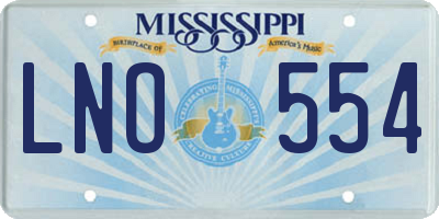 MS license plate LNO554