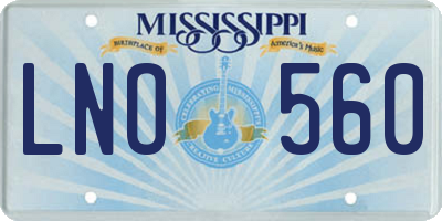 MS license plate LNO560