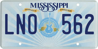 MS license plate LNO562