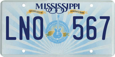 MS license plate LNO567
