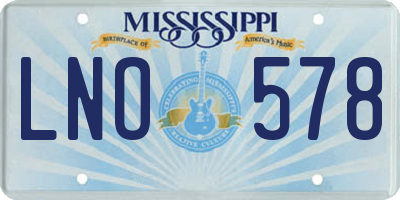 MS license plate LNO578