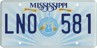 MS license plate LNO581
