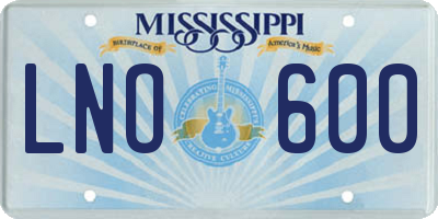 MS license plate LNO600