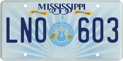 MS license plate LNO603