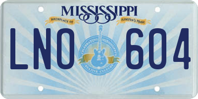 MS license plate LNO604