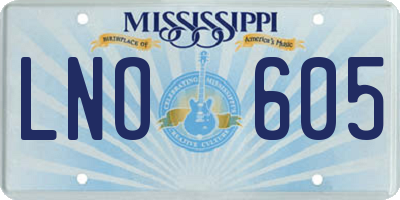 MS license plate LNO605