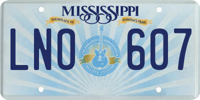 MS license plate LNO607
